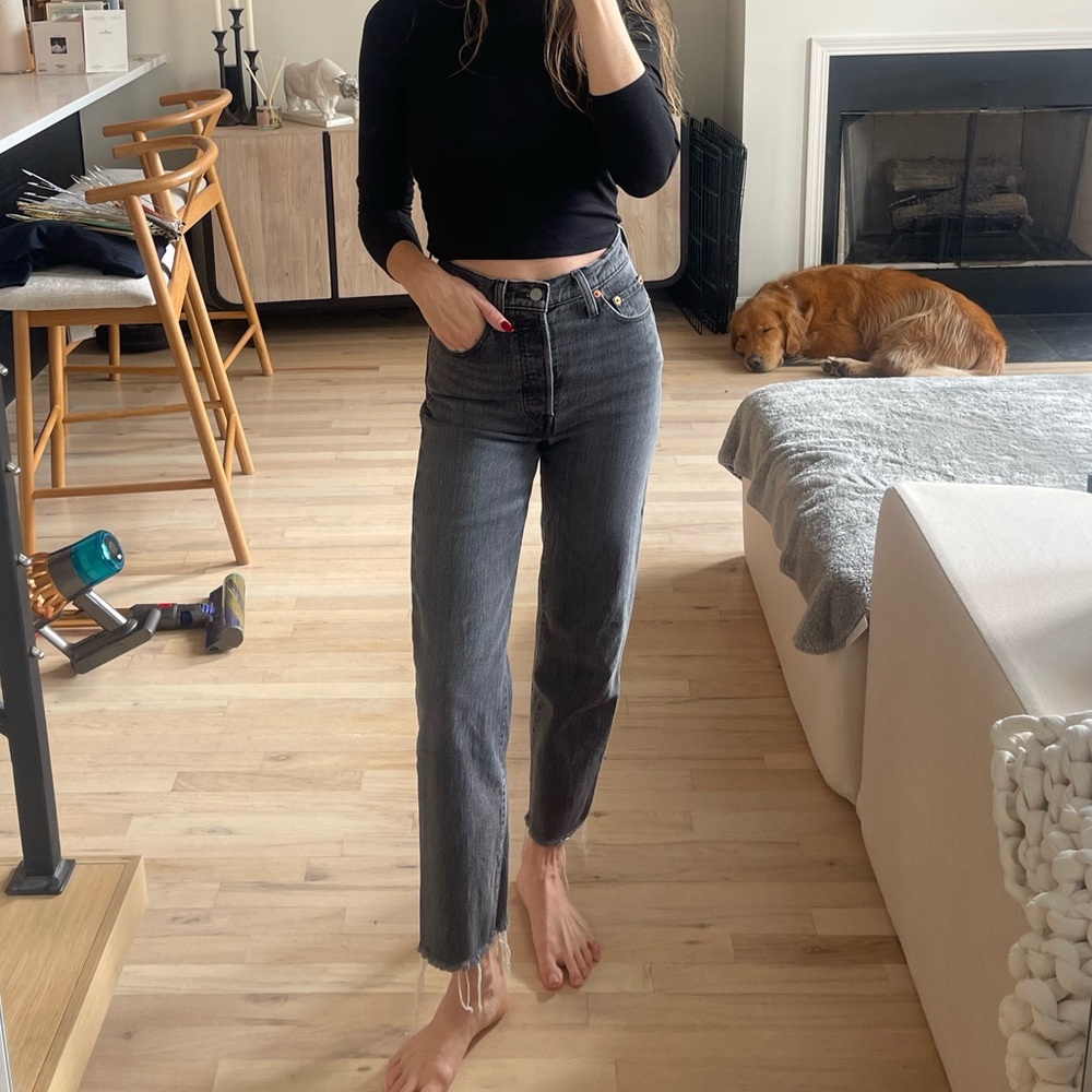 Levi’s ribcage washed black denim